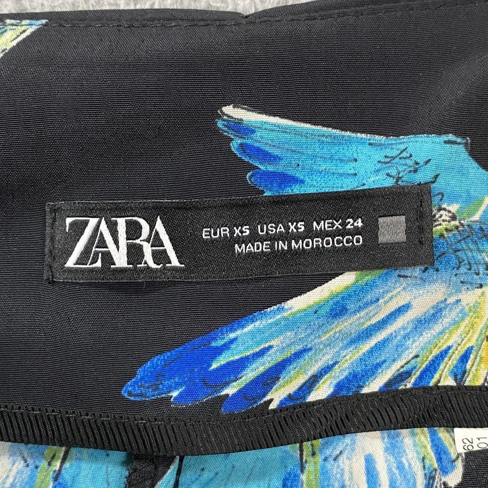 Zara‎ Shorts Womens XS Black High Waist Tie Belt Pleated Bird Side Zip